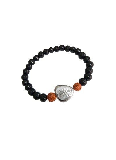 Mahadev Shiva Om Rudraksha Onyx Beads Bracelet By Menjewell